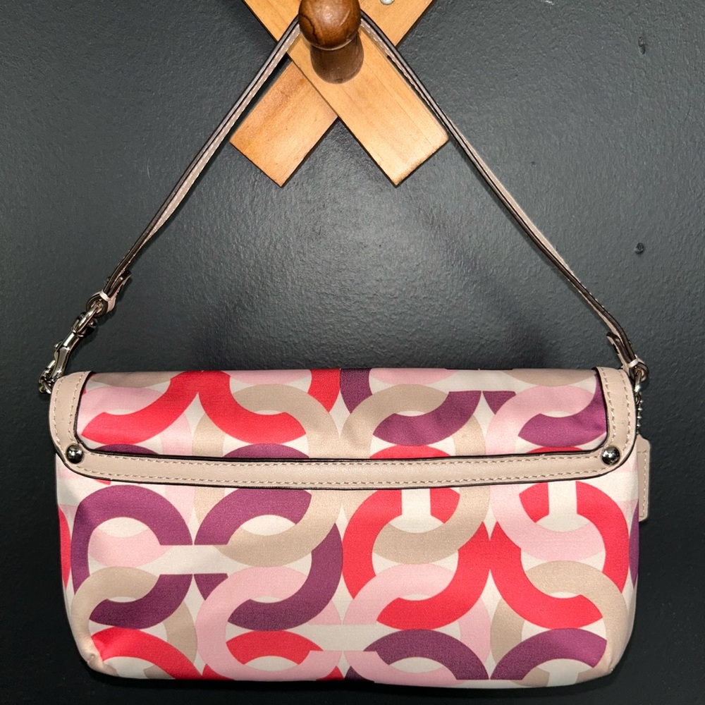 Coach Y2K Kristin Signature Monogram Multicolor Wristlet OP Art Fuchsia & Purple - Picture 5 of 14